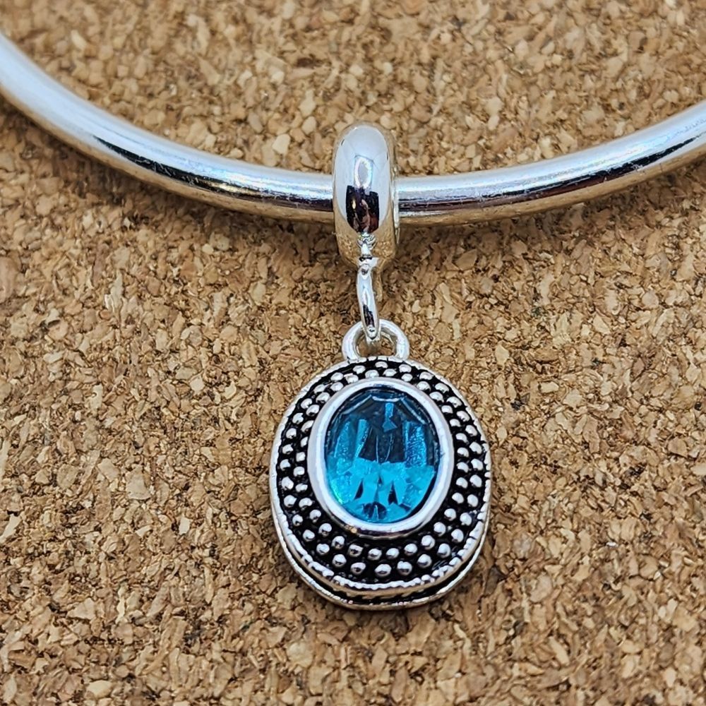 5/$25 Crystal Aquamarine Blue March Birthday Charm For Pandora Bracelets